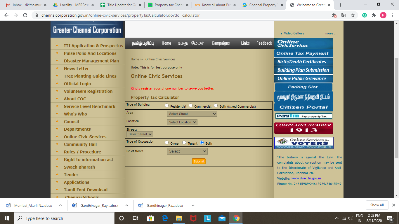 Chennai Property Tax Payment Pay Property Tax Online